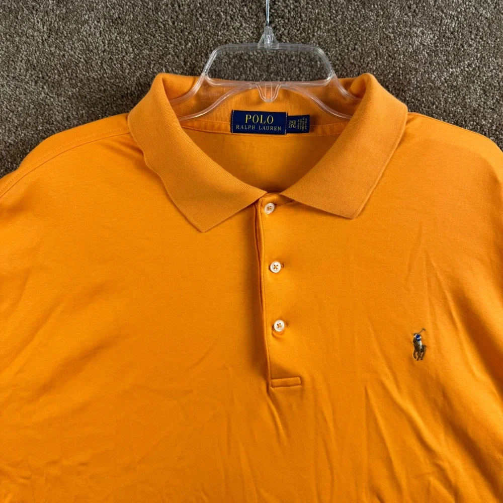Polo Ralph Lauren Orange Short Sleeve Polo Shirt Mens 2XB Big & Tall Pony Logo